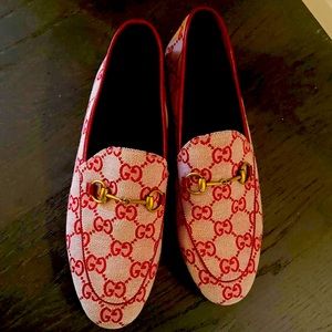 Gucci red logo loafers